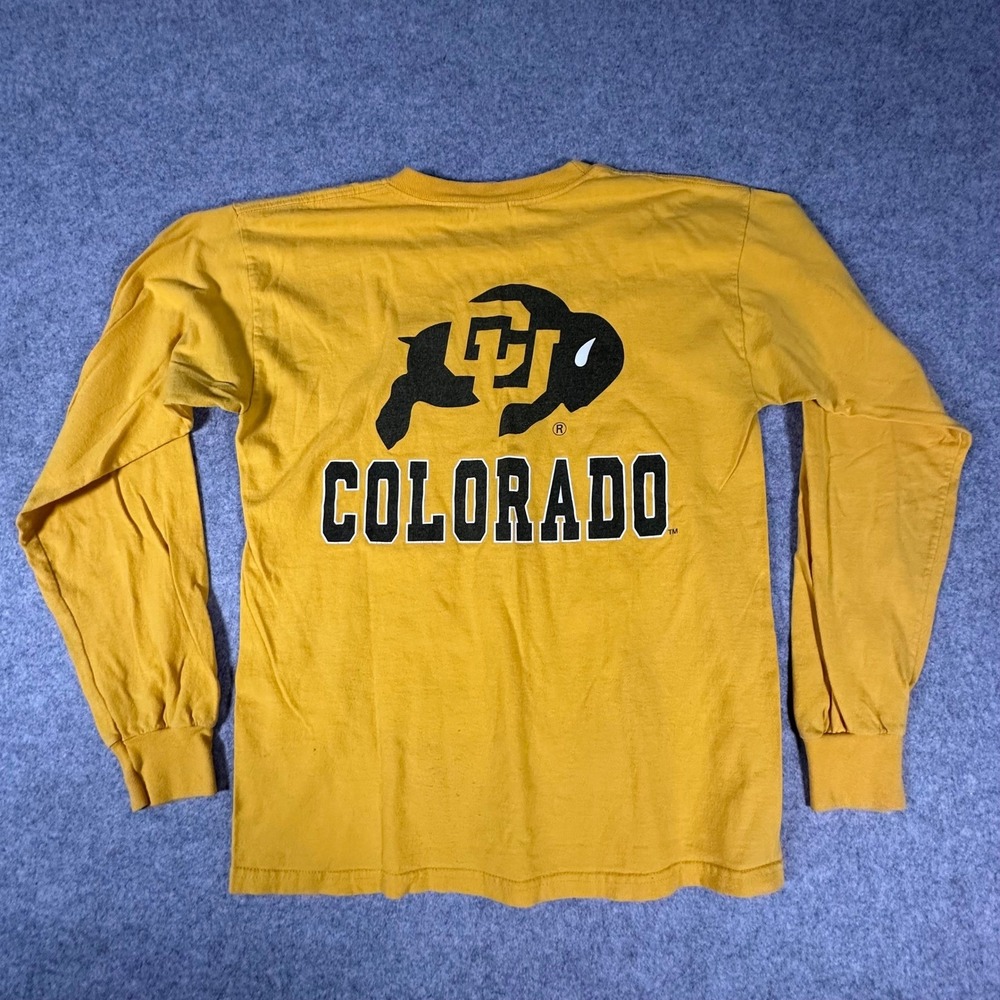 Gildan Colorado Buffaloes Long Sleeve Shirt Mens Medium Gold CU NCAA Graphic